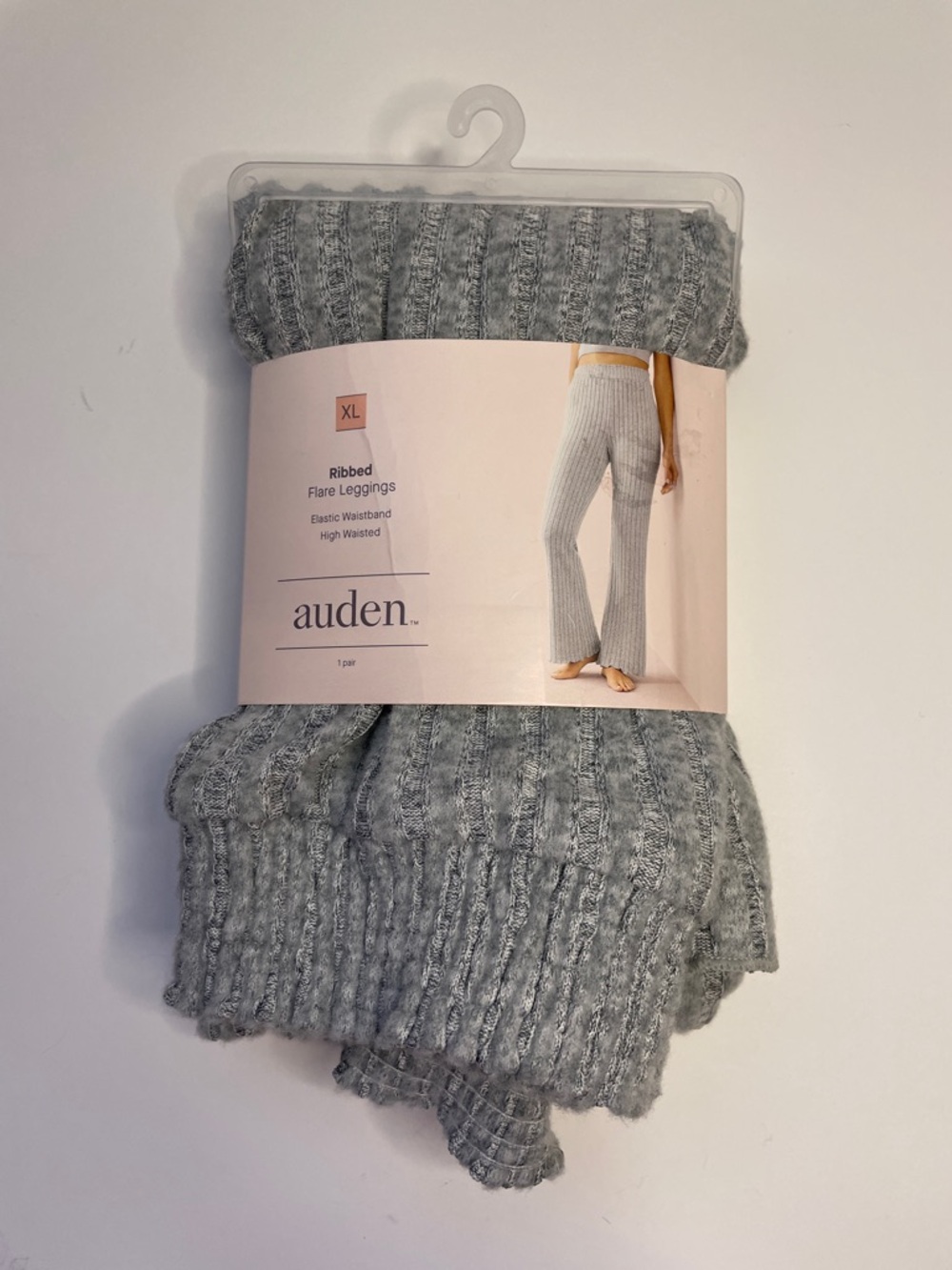 NWT Auden Ribbed Flare Leggings - Light Gray.  Size XL.